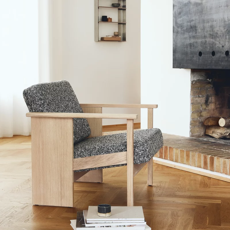 Block Lounge Chair, White Oak Zero