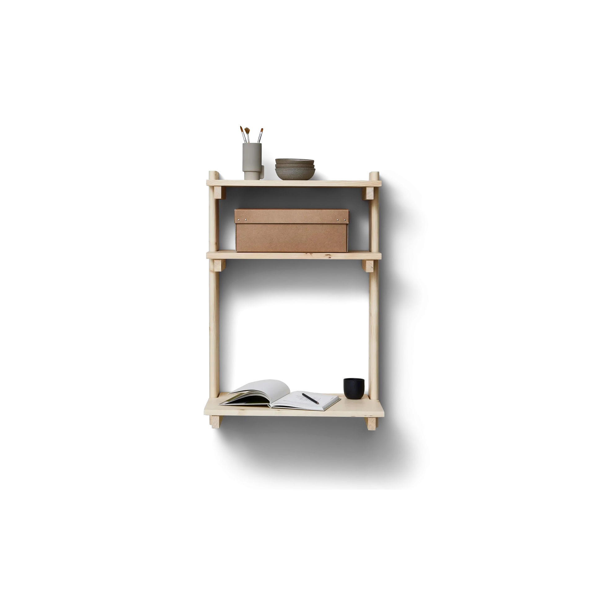 Beam Wall Office Shelf 3, Pine