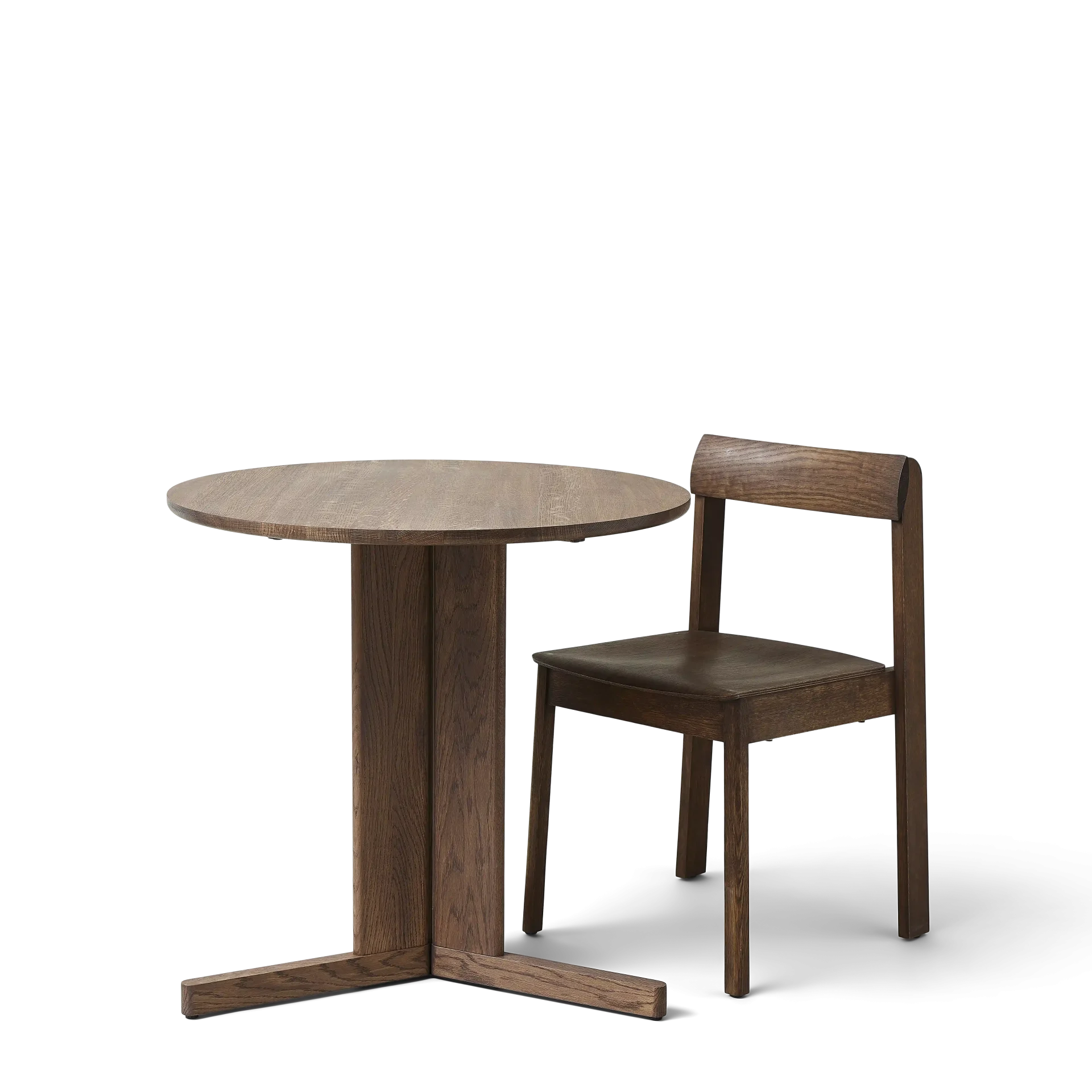 Trefoil Round Table Ø75 3 Legs, Smoked Oak